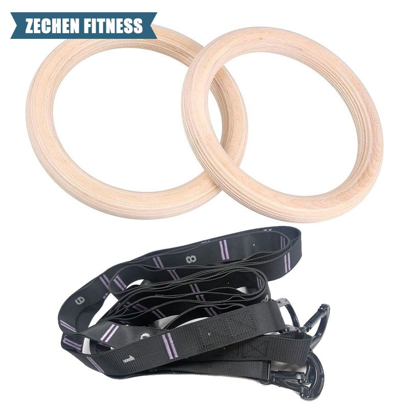 Gymnastics Rings Wooden Ring gym ring adjustable numbered straps ring for training
