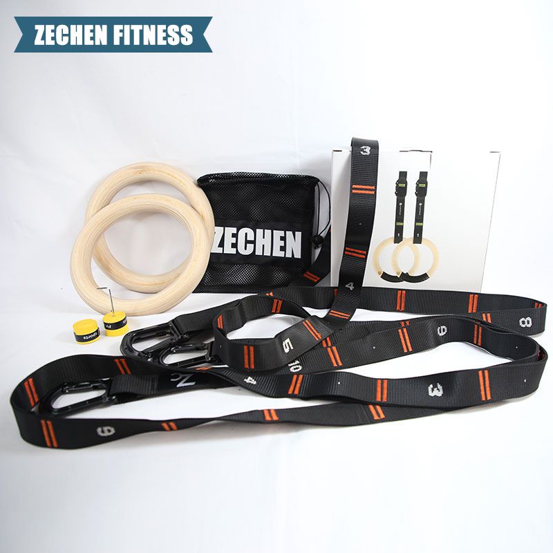 Gymnastics Rings Wooden Ring gym ring adjustable numbered straps ring for training