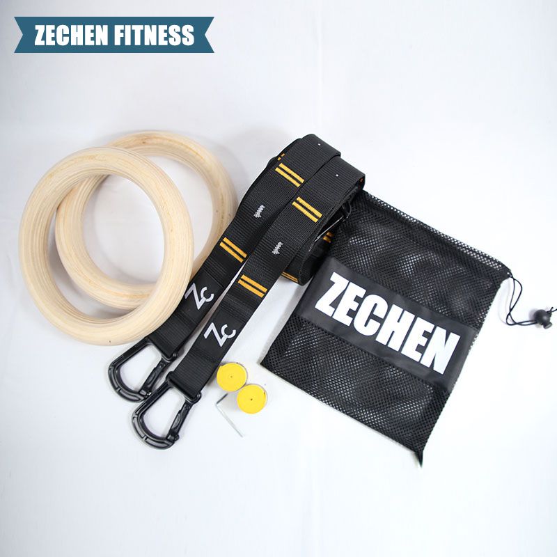 Gymnastics Rings Wooden Ring gym ring adjustable numbered straps ring for training
