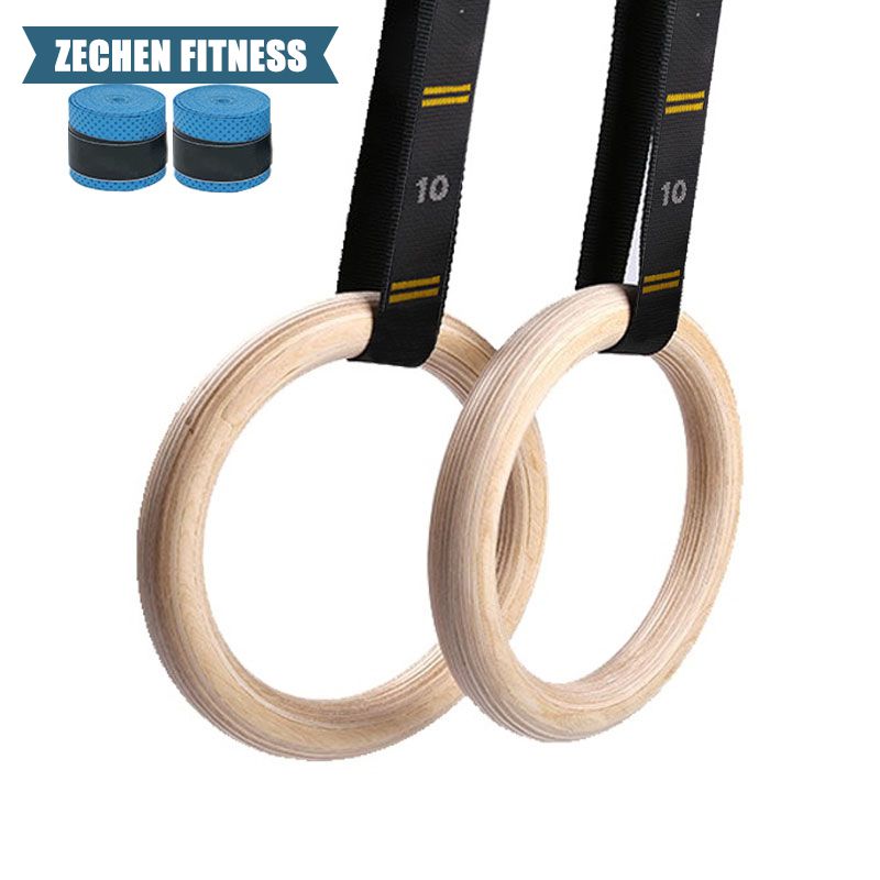 Gymnastics Rings Wooden Ring gym ring adjustable numbered straps ring for training